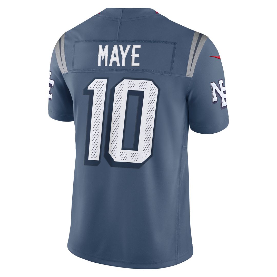 New England Patriots Drake Maye Nike Blue Rivalries Collection Stitched Limited Jersey