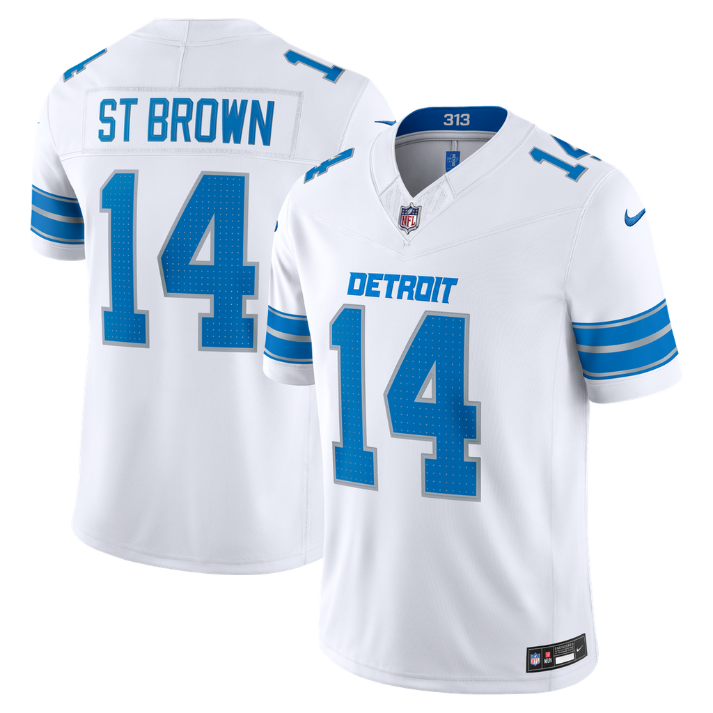 Detroit Lions Amon-Ra St. Brown Nike White Vapor F.U.S.E. Stitched Limited Jersey