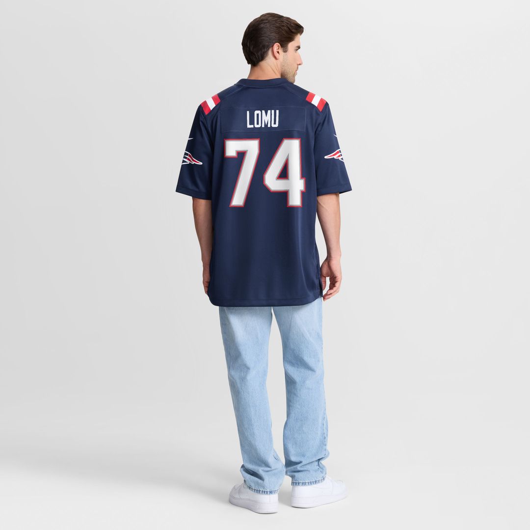 New England Patriots Caleb Lomu Nike Navy Team Game Jersey