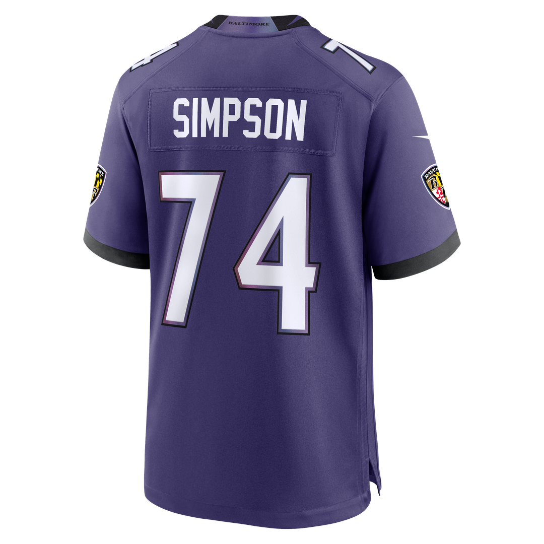 Baltimore Ravens John Simpson Nike Purple Team Game Jersey