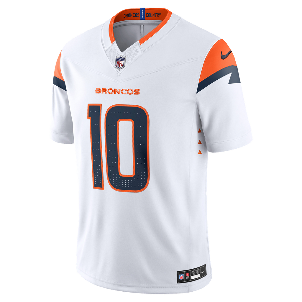 Denver Broncos Bo Nix Nike White Vapor F.U.S.E. Stitched Limited Jersey