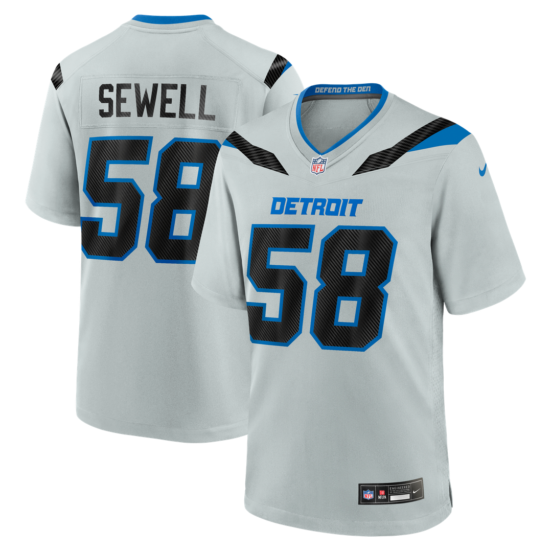 Detroit Lions Penei Sewell Nike Silver 2026 Rivalries Collection Game Jersey
