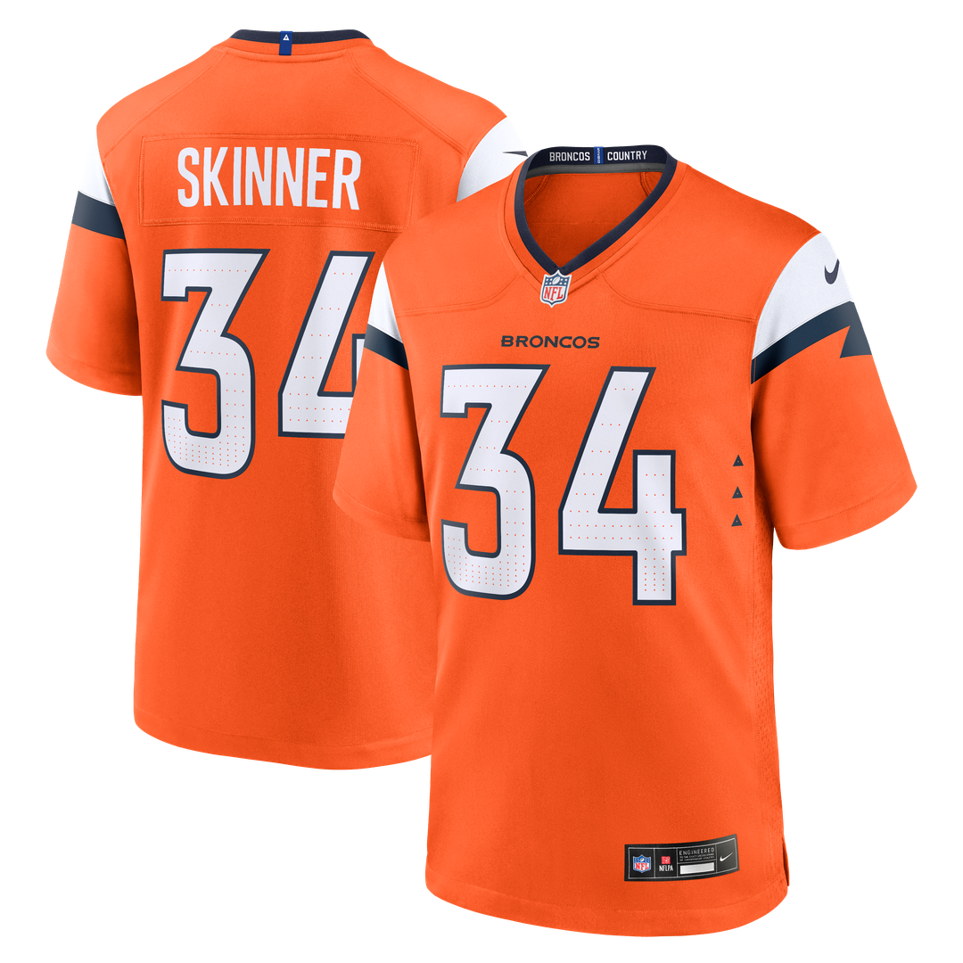 Denver Broncos JL Skinner Nike Orange Team Game Jersey