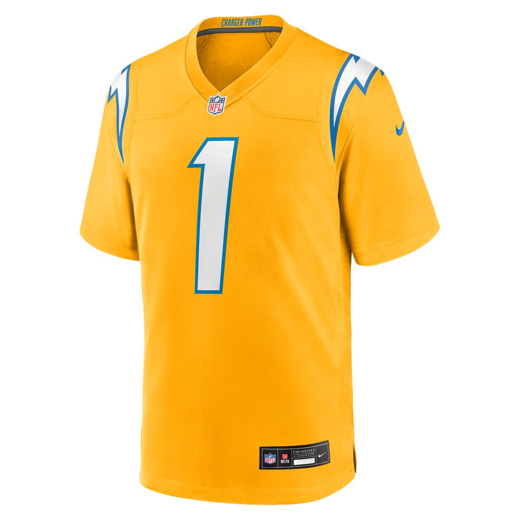 Los Angeles Chargers Quentin Johnston Nike Gold Alternate Charger Power Game Player Jersey