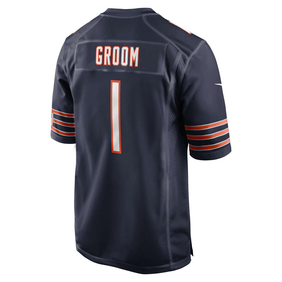 Chicago Bears Number 1 Groom Nike Navy Game Jersey