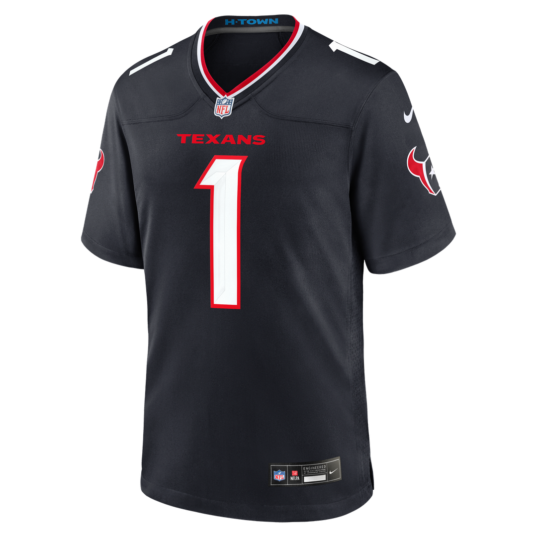 Houston Texans Number 1 Groom Nike Navy Game Jersey
