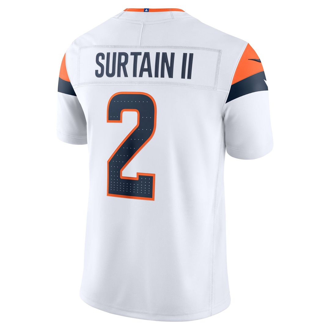 Denver Broncos Pat Surtain II Nike White Vapor F.U.S.E. Stitched Limited Jersey