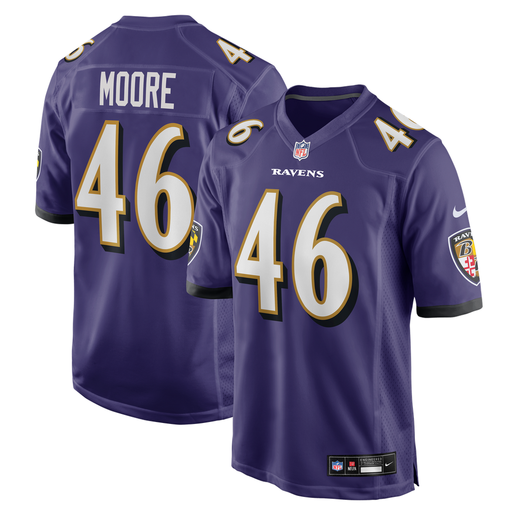Baltimore Ravens Nick Moore Nike Purple Game Jersey