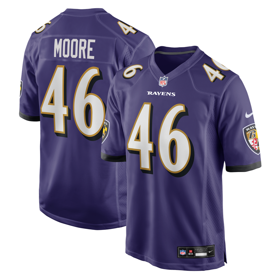 Baltimore Ravens Nick Moore Nike Purple Game Jersey