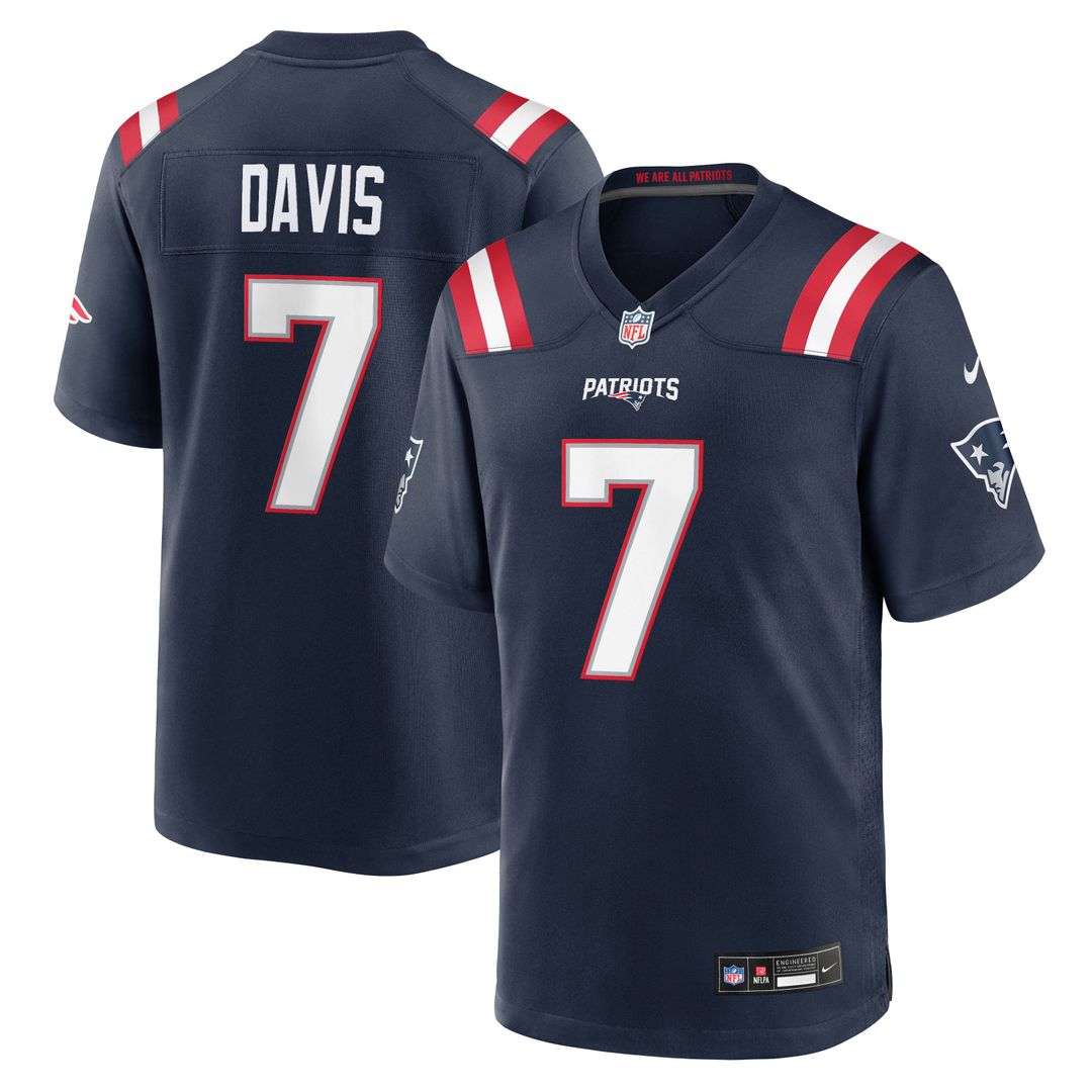 New England Patriots Carlton Davis Nike Navy Team Game Jersey