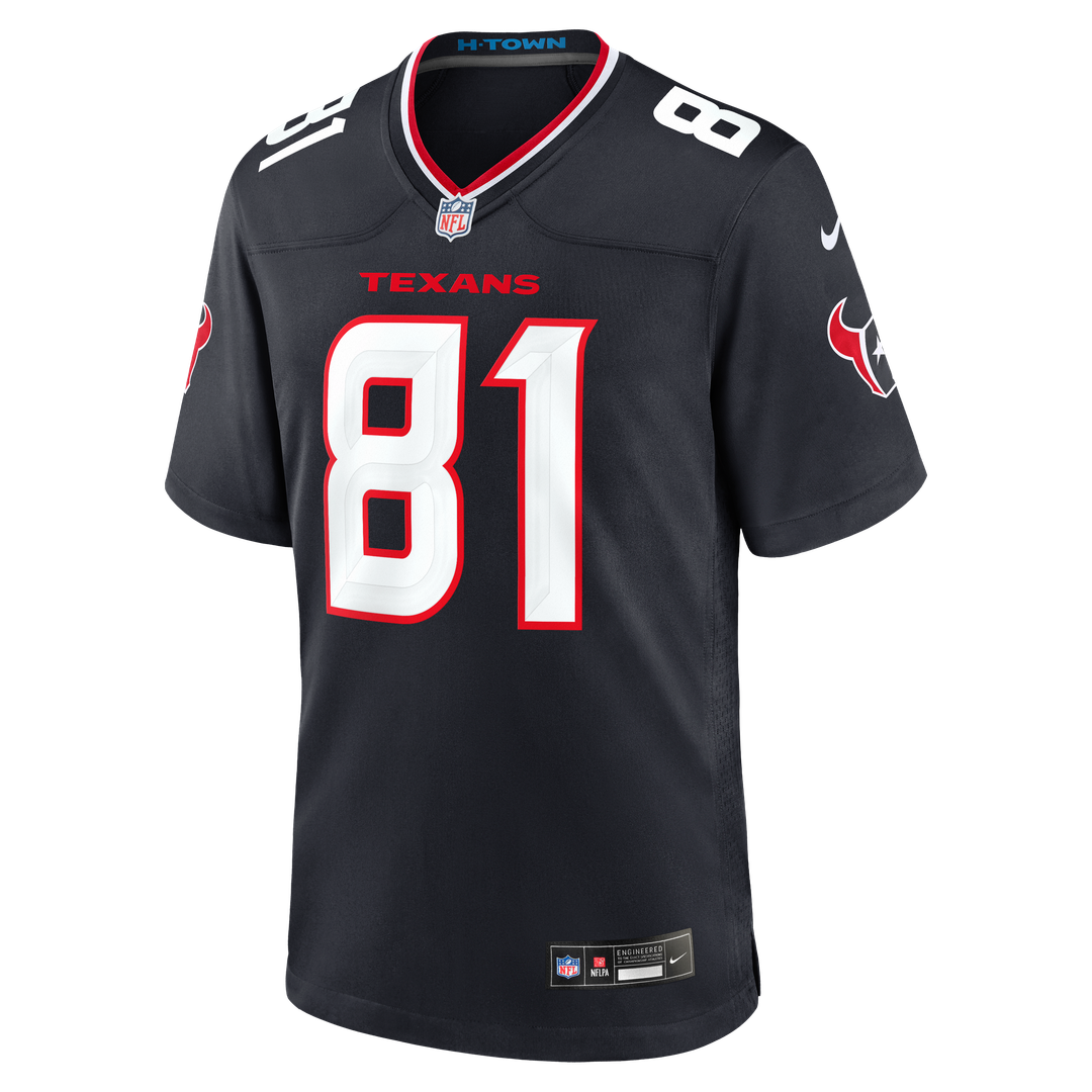 Houston Texans Jayden Higgins Nike Navy Game Jersey