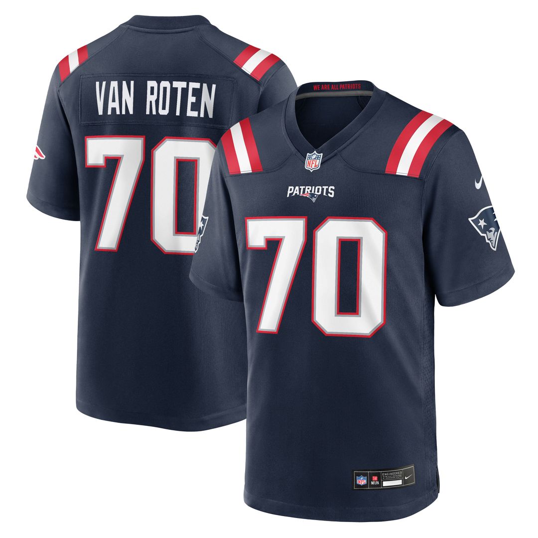 New England Patriots Greg Van Roten Nike Navy Team Game Jersey