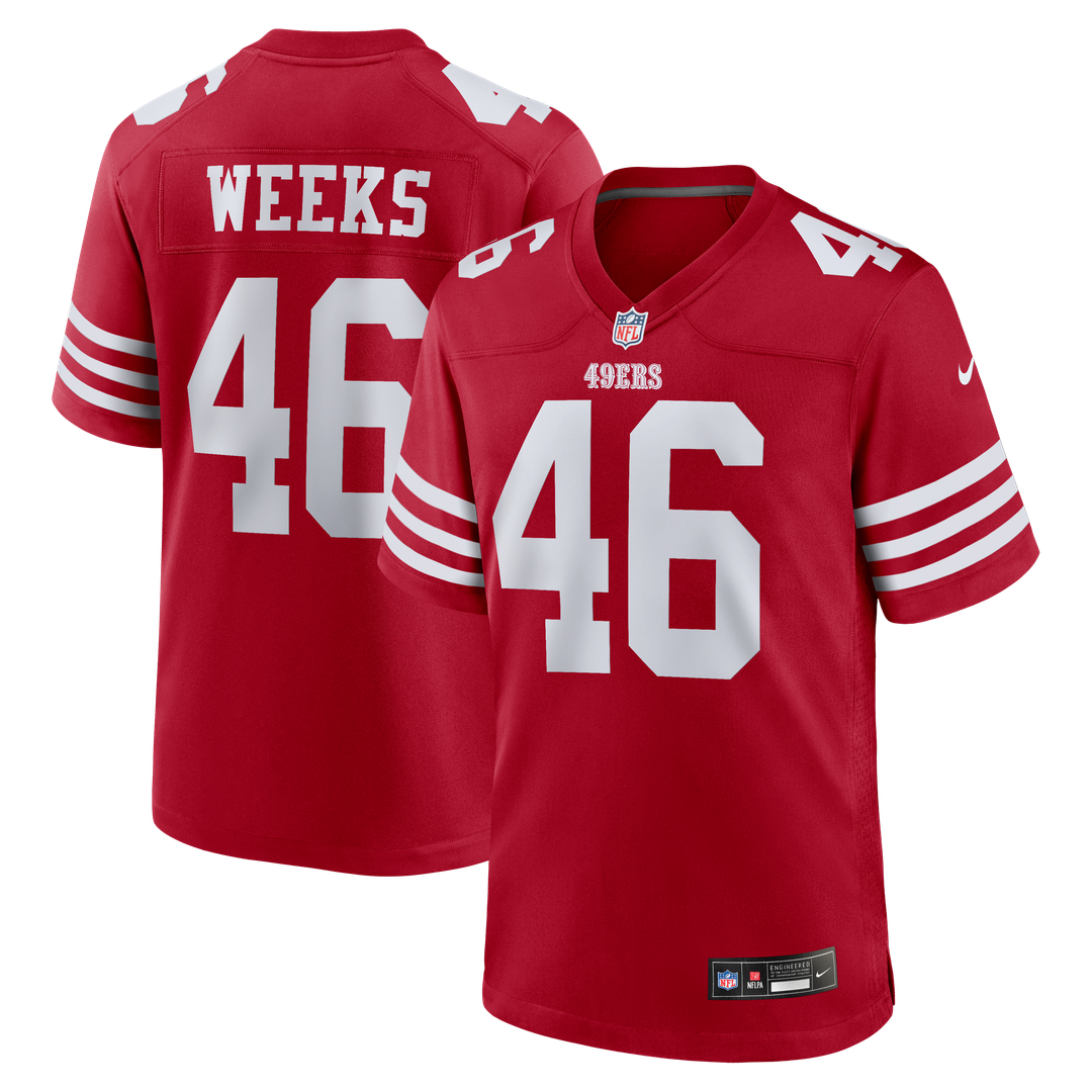 San Francisco 49ers Jon Weeks Nike Scarlet Team Game Jersey