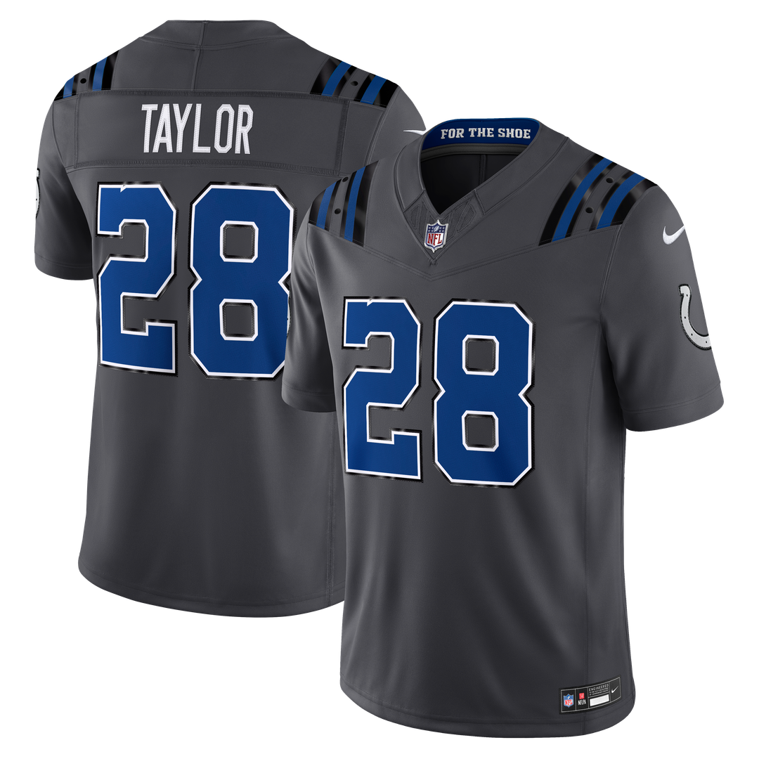 Indianapolis Colts Jonathan Taylor Nike Anthracite 2026 Rivalries Collection Stitched Limited Jersey
