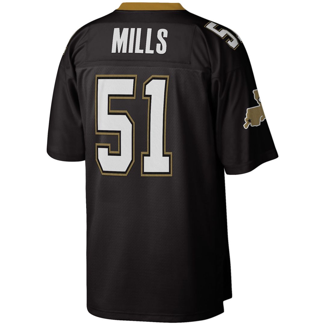 New Orleans Saints Sam Mills Mitchell & Ness Black Legacy Replica Jersey