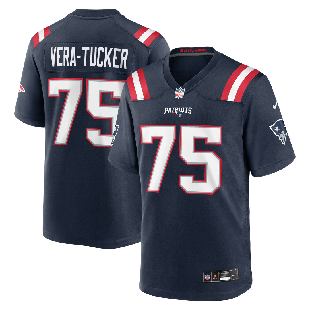 New England Patriots Alijah Vera-Tucker Nike Navy Team Game Jersey