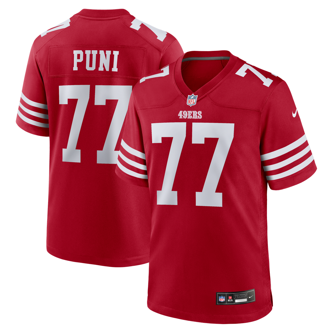 San Francisco 49ers Dominick Puni Nike Scarlet Team Game Jersey