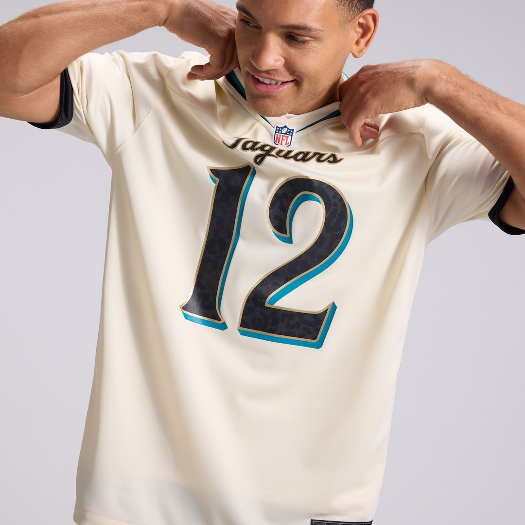 Jacksonville Jaguars Travis Hunter Nike Natural 2026 Rivalries Collection Game Jersey