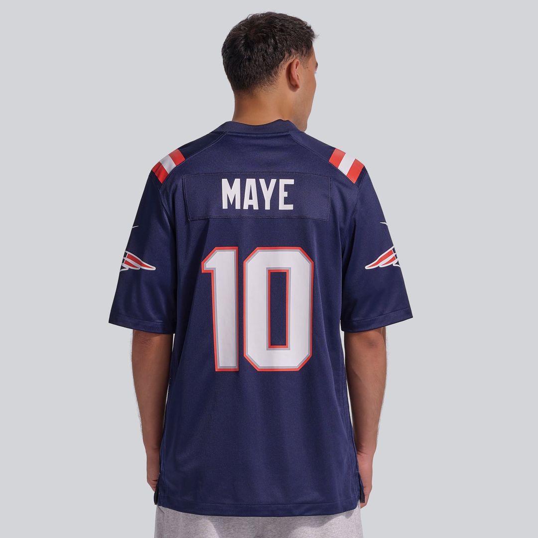 New England Patriots Drake Maye Nike Navy Player Game Jersey