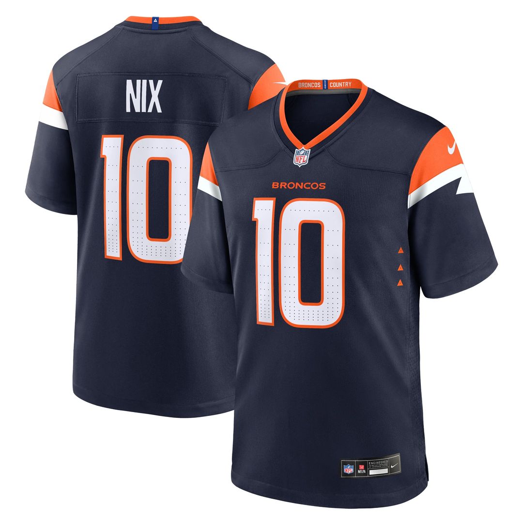 Denver Broncos Bo Nix Nike Navy Alternate Game Jersey
