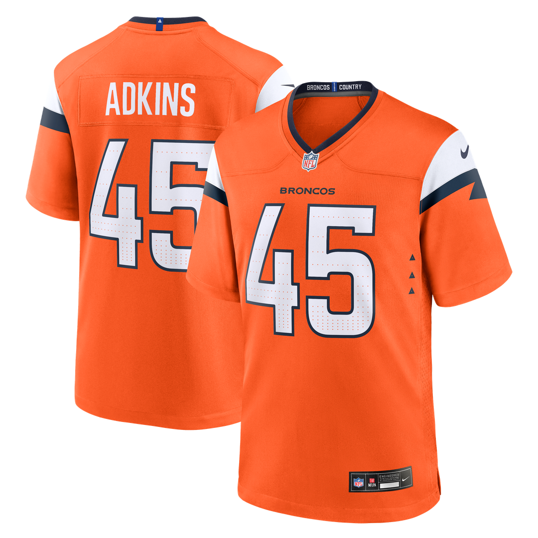 Denver Broncos Nate Adkins Nike Orange Team Game Jersey