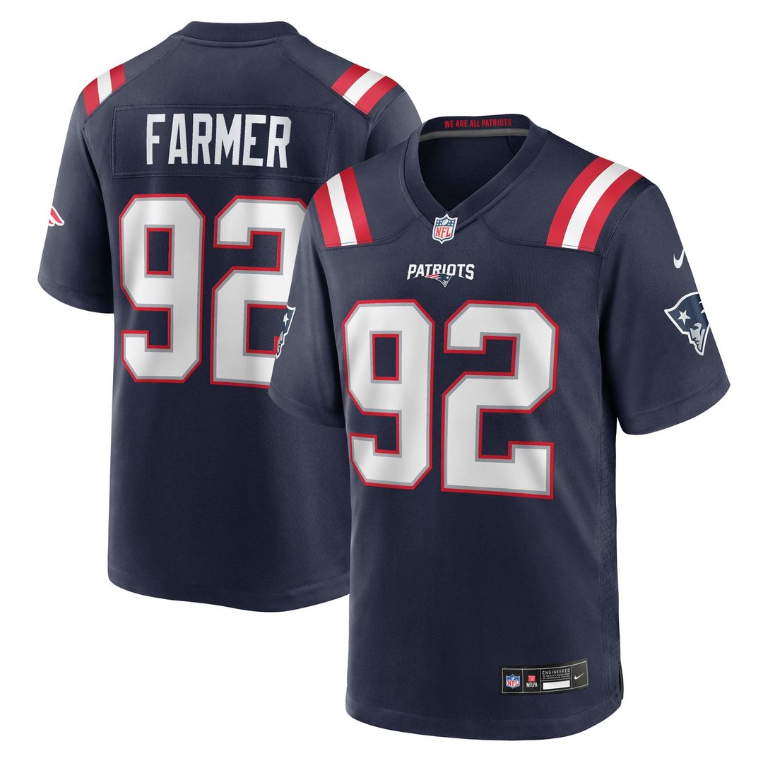 New England Patriots Joshua Farmer Nike Navy Team Game Jersey
