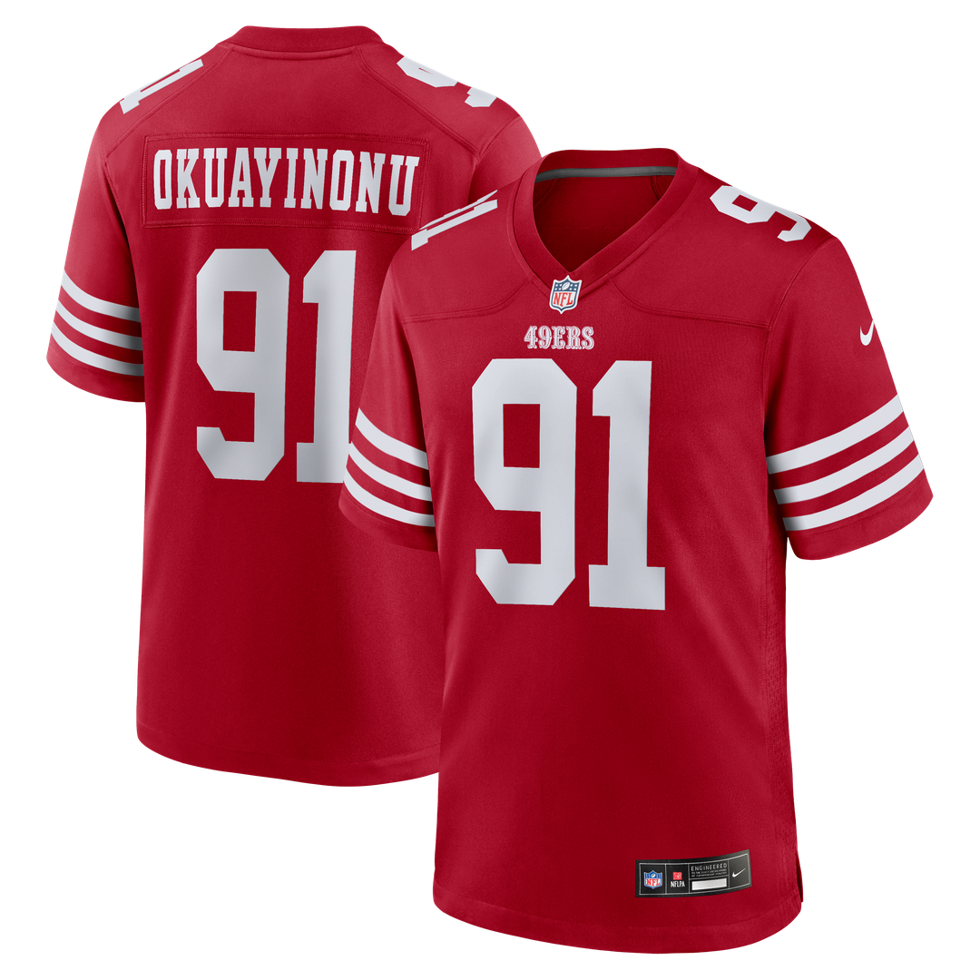 San Francisco 49ers Sam Okuayinonu Nike Scarlet Team Game Jersey