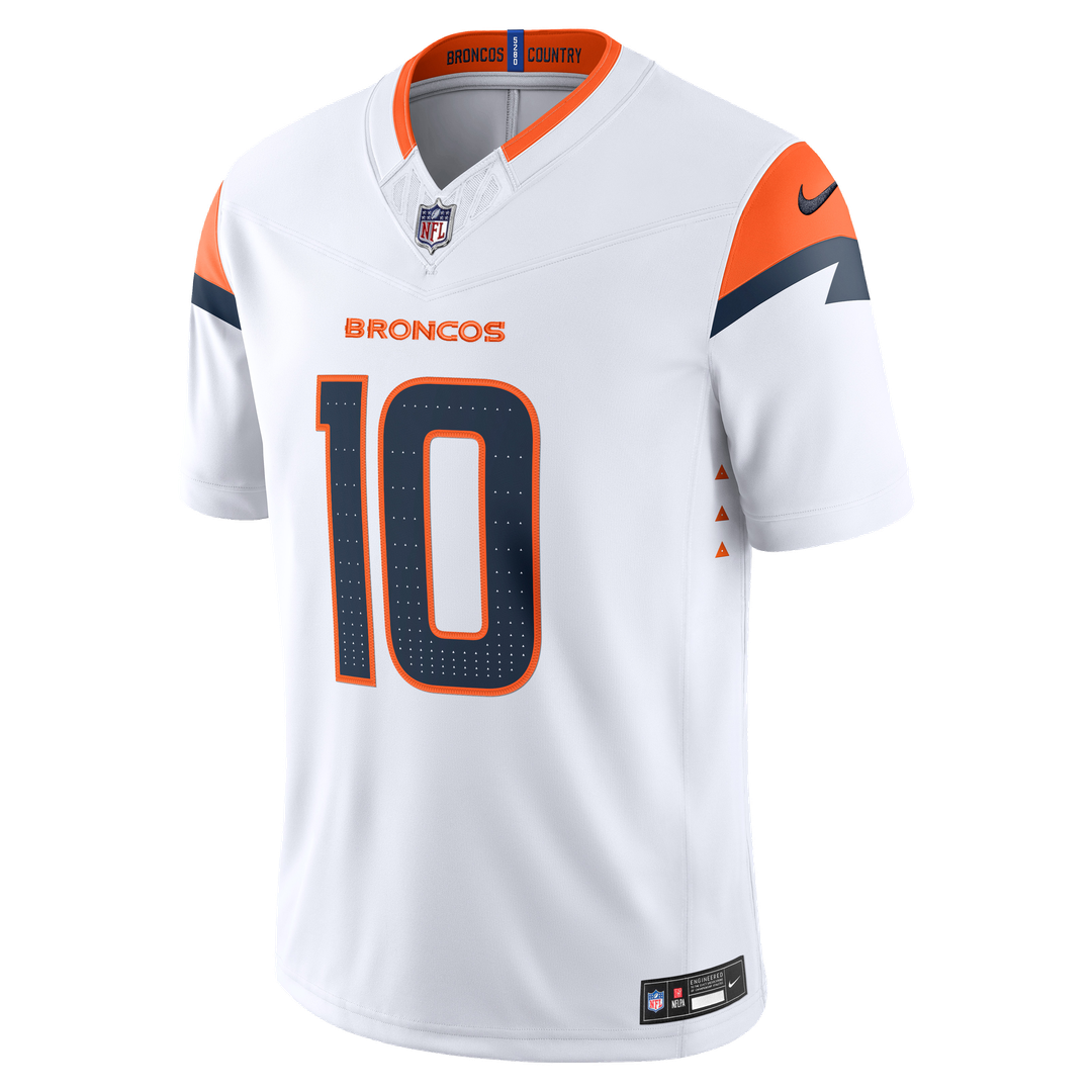 Denver Broncos Bo Nix Nike White Vapor F.U.S.E. Stitched Limited Jersey