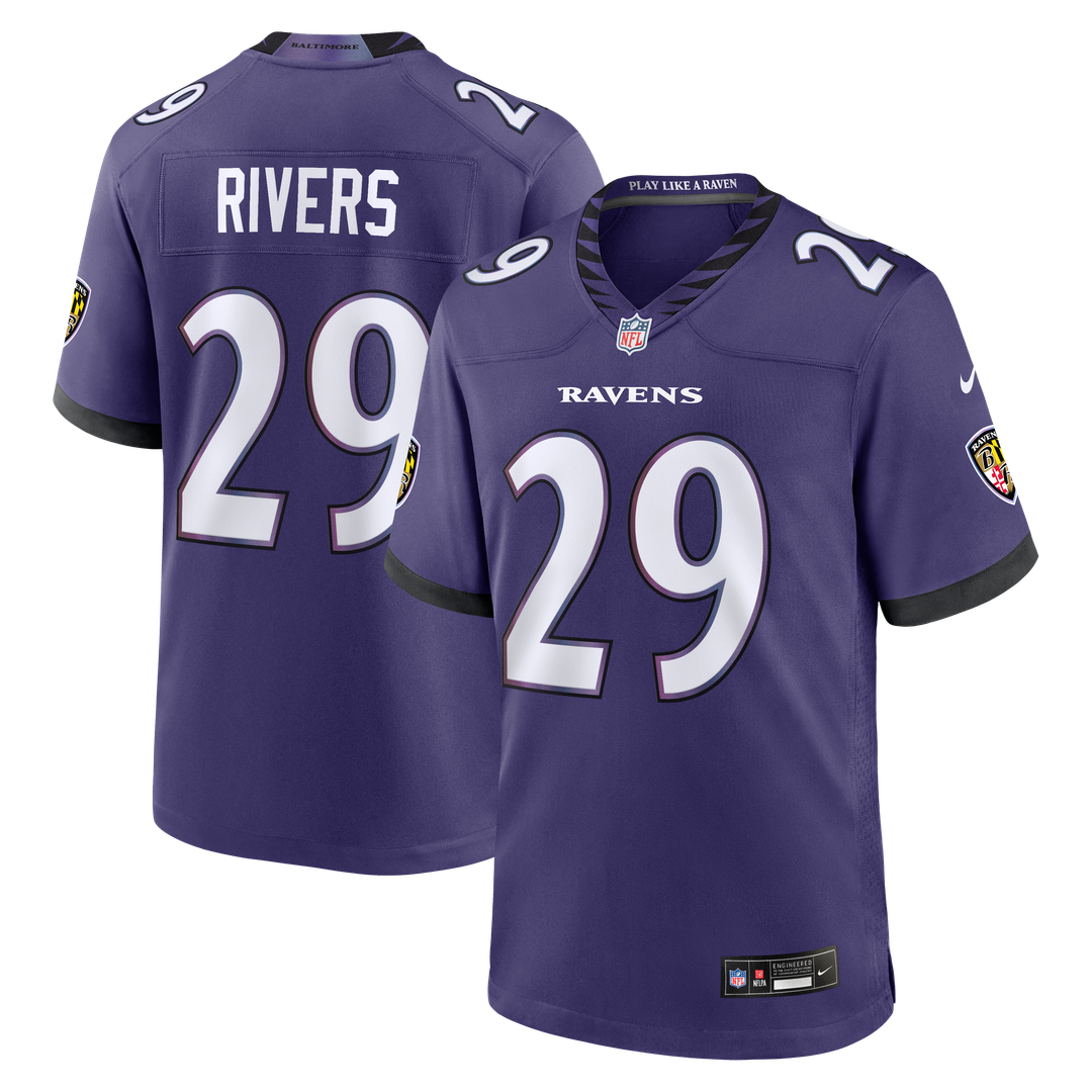 Baltimore Ravens Chandler Rivers Nike Purple Team Game Jersey