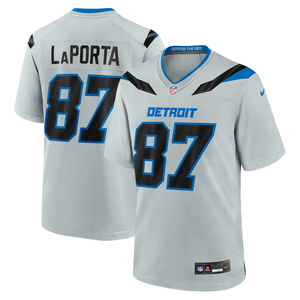 Detroit Lions Sam LaPorta Nike Silver 2026 Rivalries Collection Game Jersey
