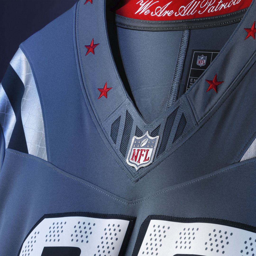 New England Patriots Drake Maye Nike Blue Rivalries Collection Stitched Limited Jersey