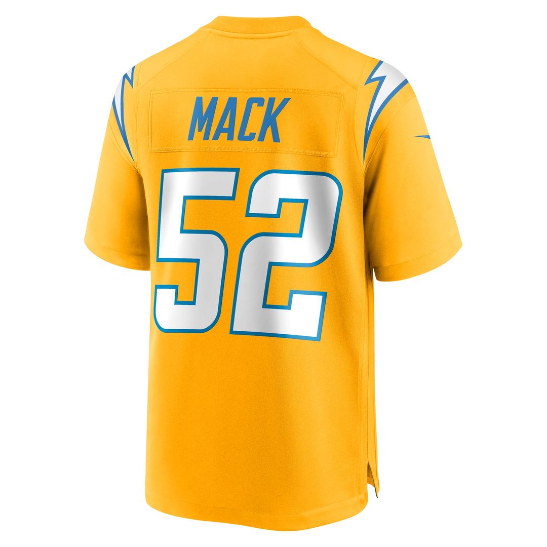 Los Angeles Chargers Khalil Mack Nike Gold Alternate Charger Power Game Player Jersey