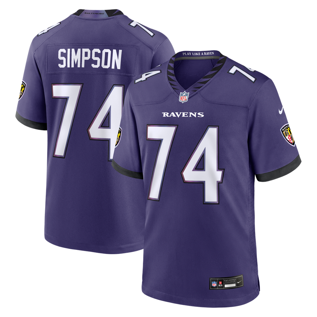 Baltimore Ravens John Simpson Nike Purple Team Game Jersey
