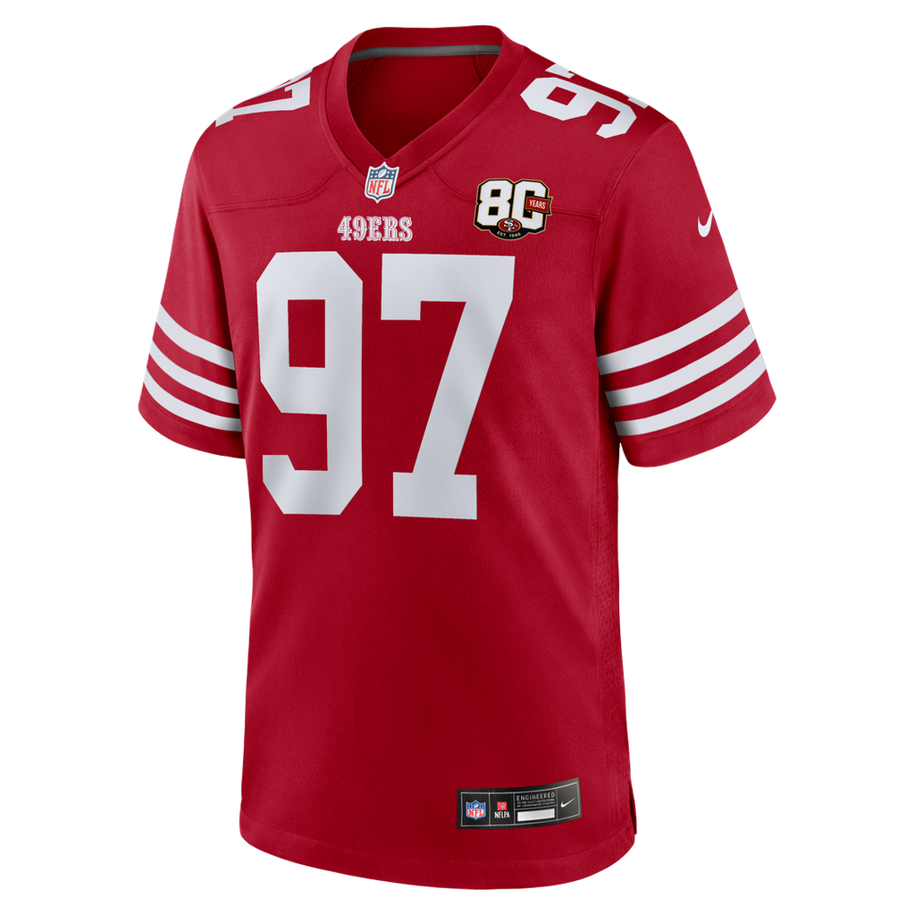 San Francisco 49ers Nick Bosa Nike White 80th Anniversary Game Jersey