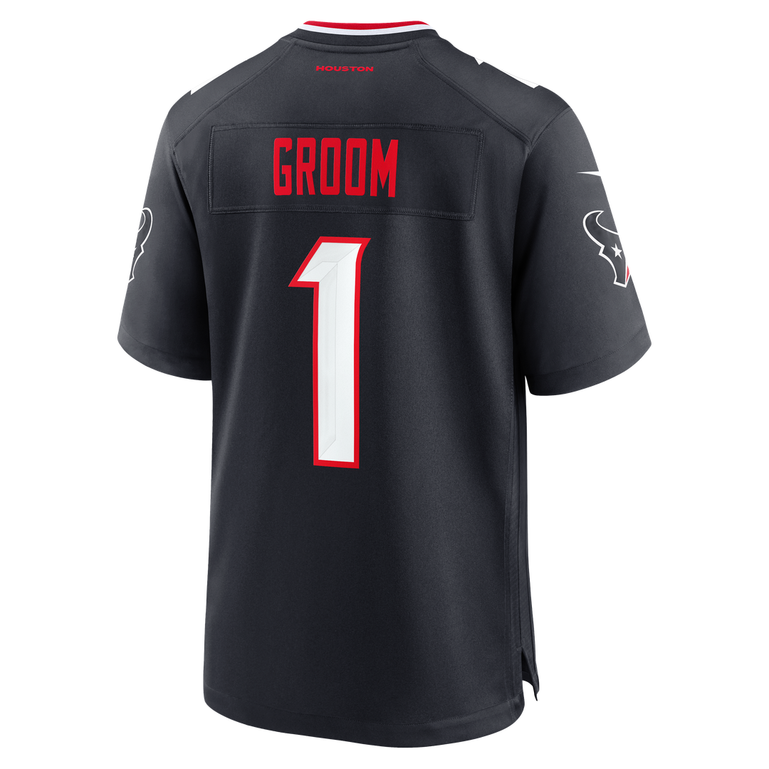 Houston Texans Number 1 Groom Nike Navy Game Jersey