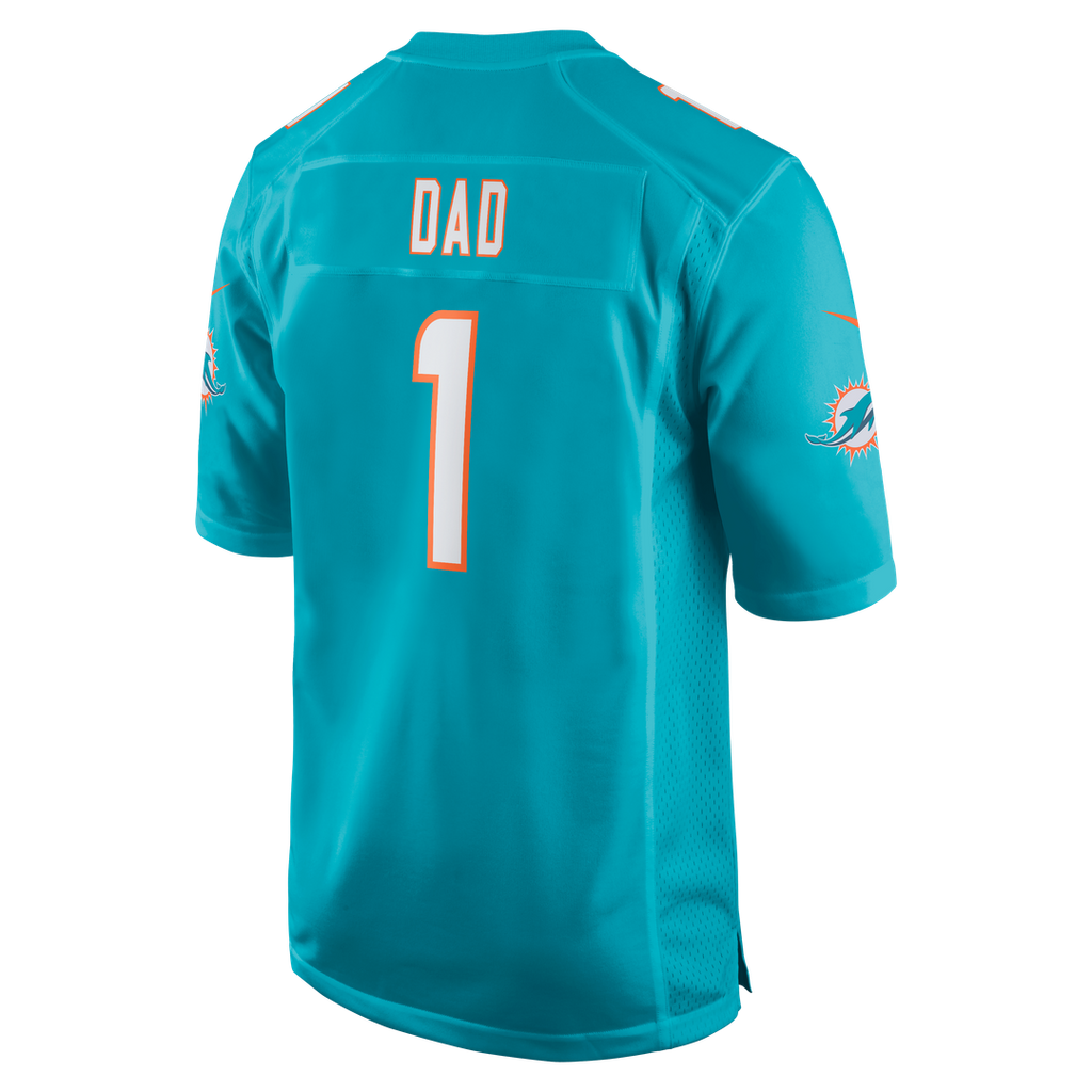 Miami Dolphins Number 1 Dad Nike Aqua Game Jersey