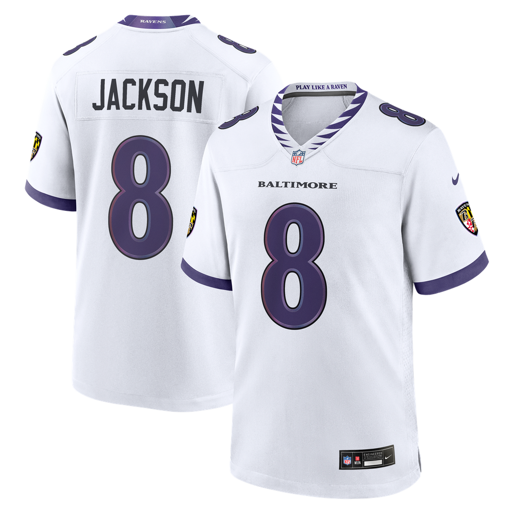 Baltimore Ravens Lamar Jackson Nike White Game Jersey
