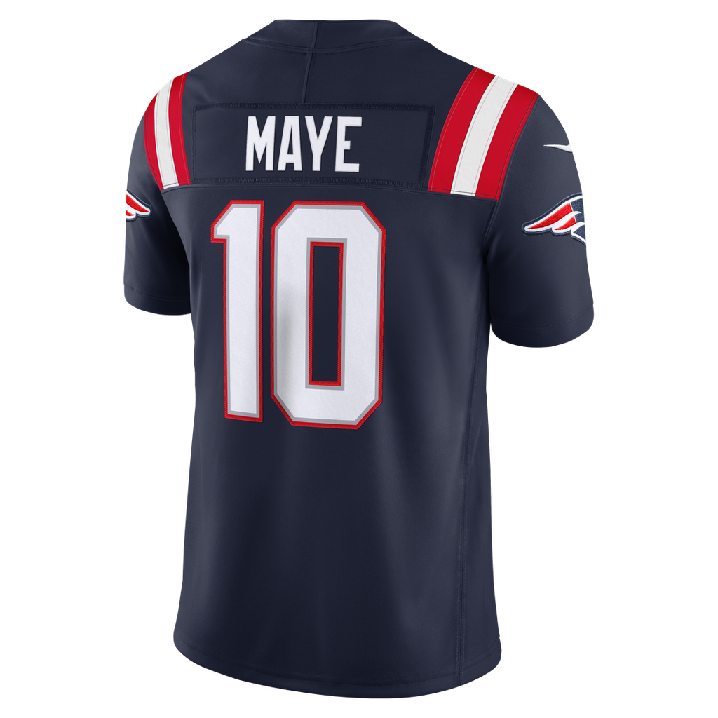 New England Patriots Drake Maye Nike Navy Team Vapor F.U.S.E. Stitched Limited Jersey