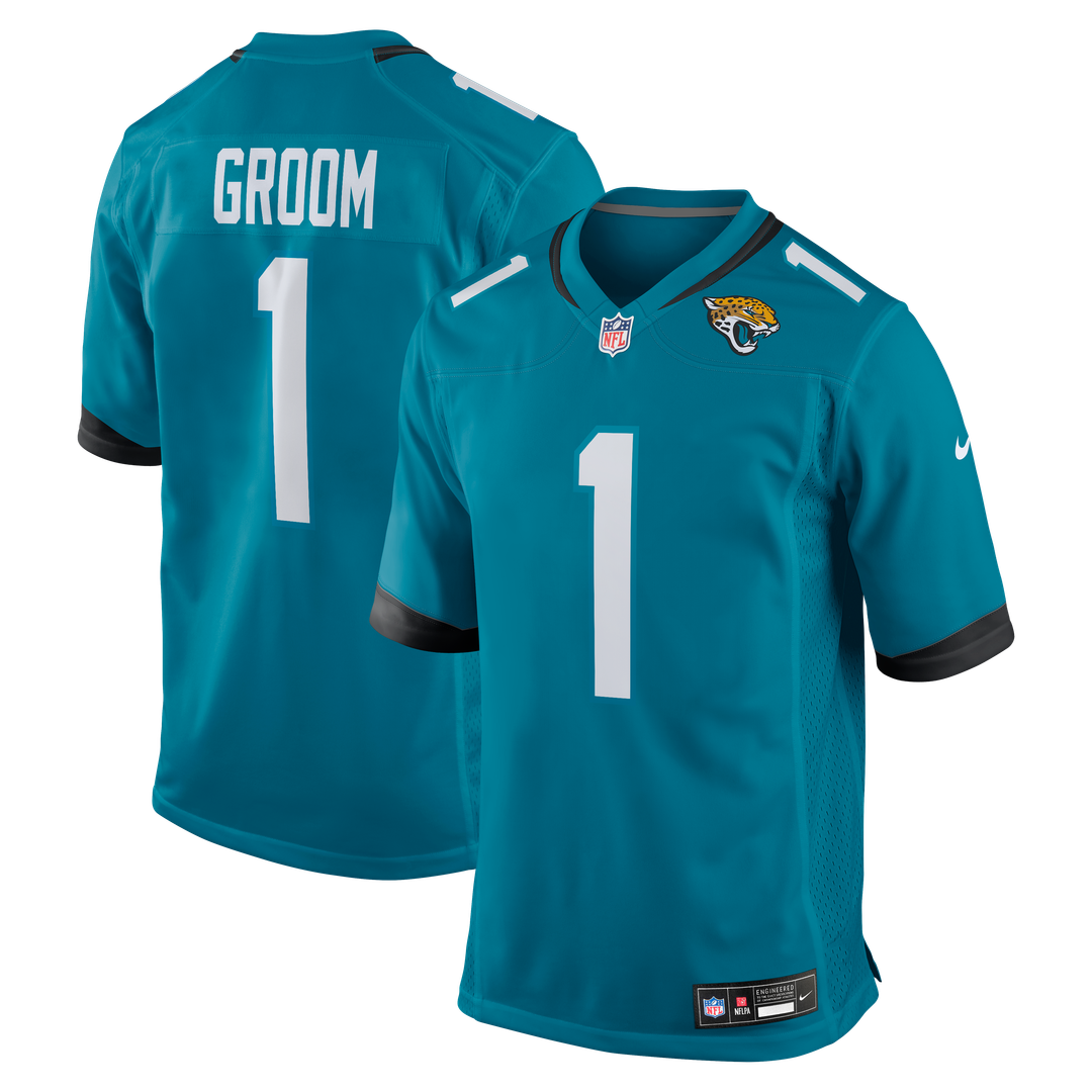 Jacksonville Jaguars Number 1 Groom Nike Teal Game Jersey