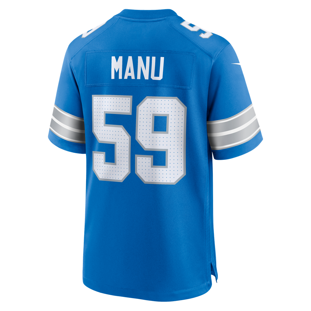 Detroit Lions Giovanni Manu Nike Blue Team Game Jersey