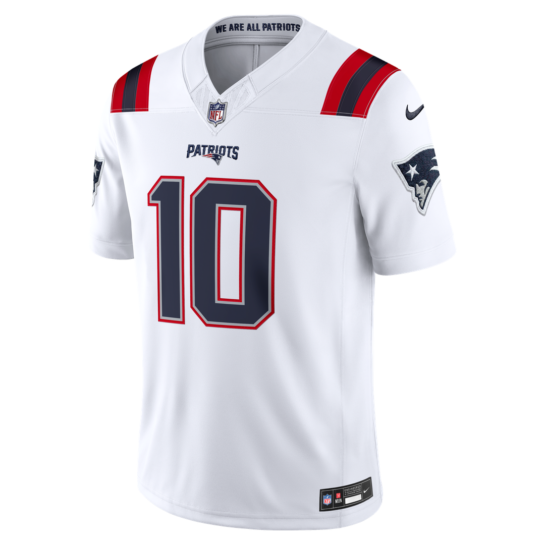 New England Patriots Drake Maye Nike White Vapor F.U.S.E. Stitched Limited Jersey