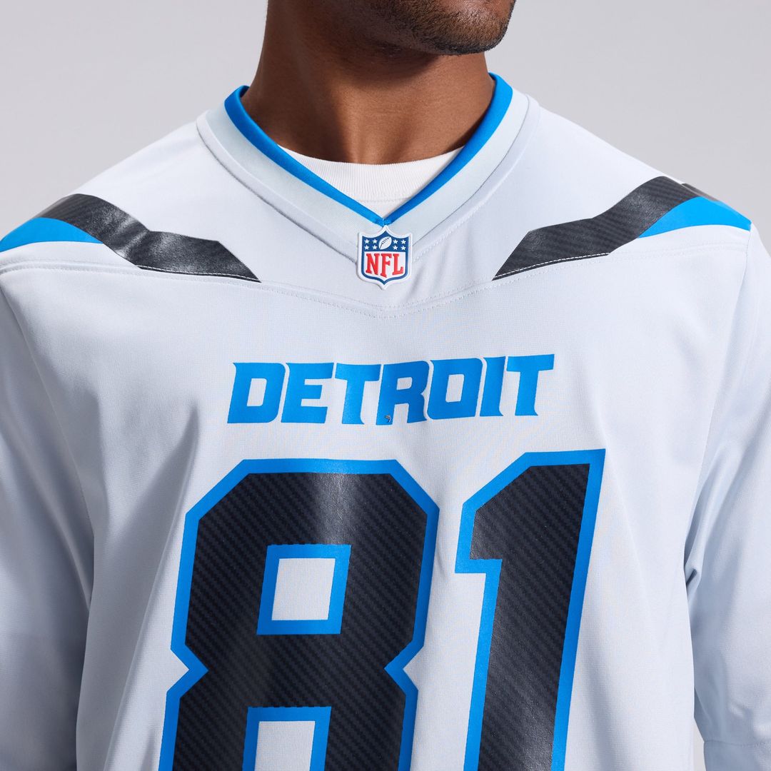 Detroit Lions Calvin Johnson Nike Silver 2026 Rivalries Collection Game Jersey