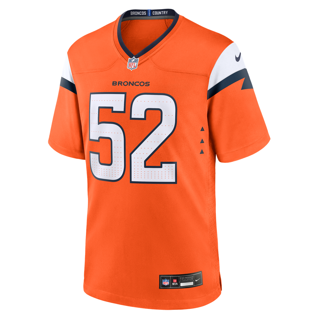 Denver Broncos Jonah Elliss Nike Orange Team Game Jersey