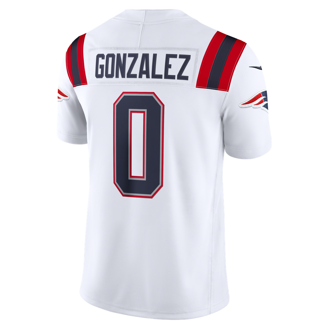 New England Patriots Christian Gonzalez Nike White Vapor F.U.S.E. Stitched Limited Jersey
