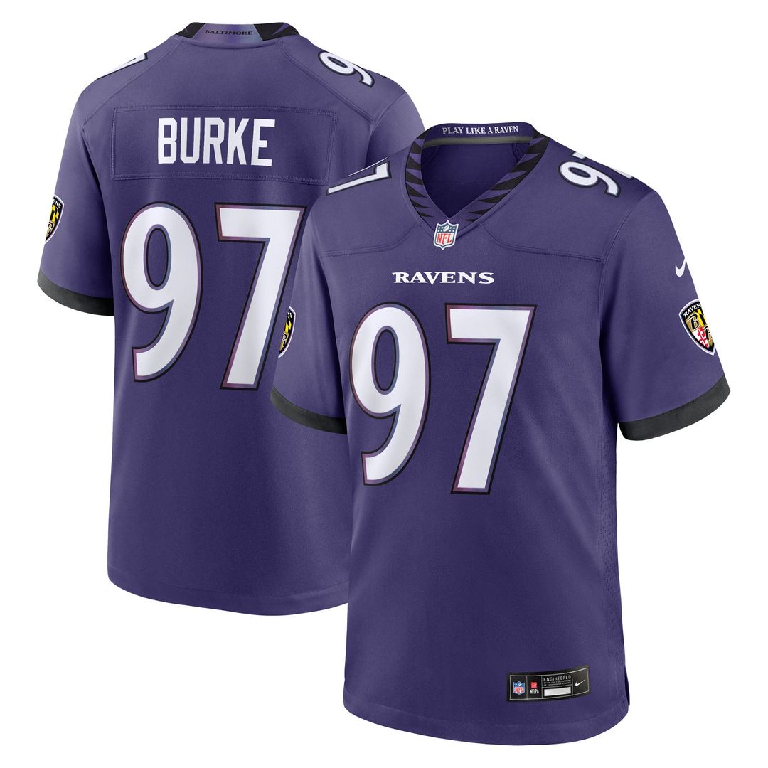 Baltimore Ravens Ethan Burke Nike Purple Team Game Jersey