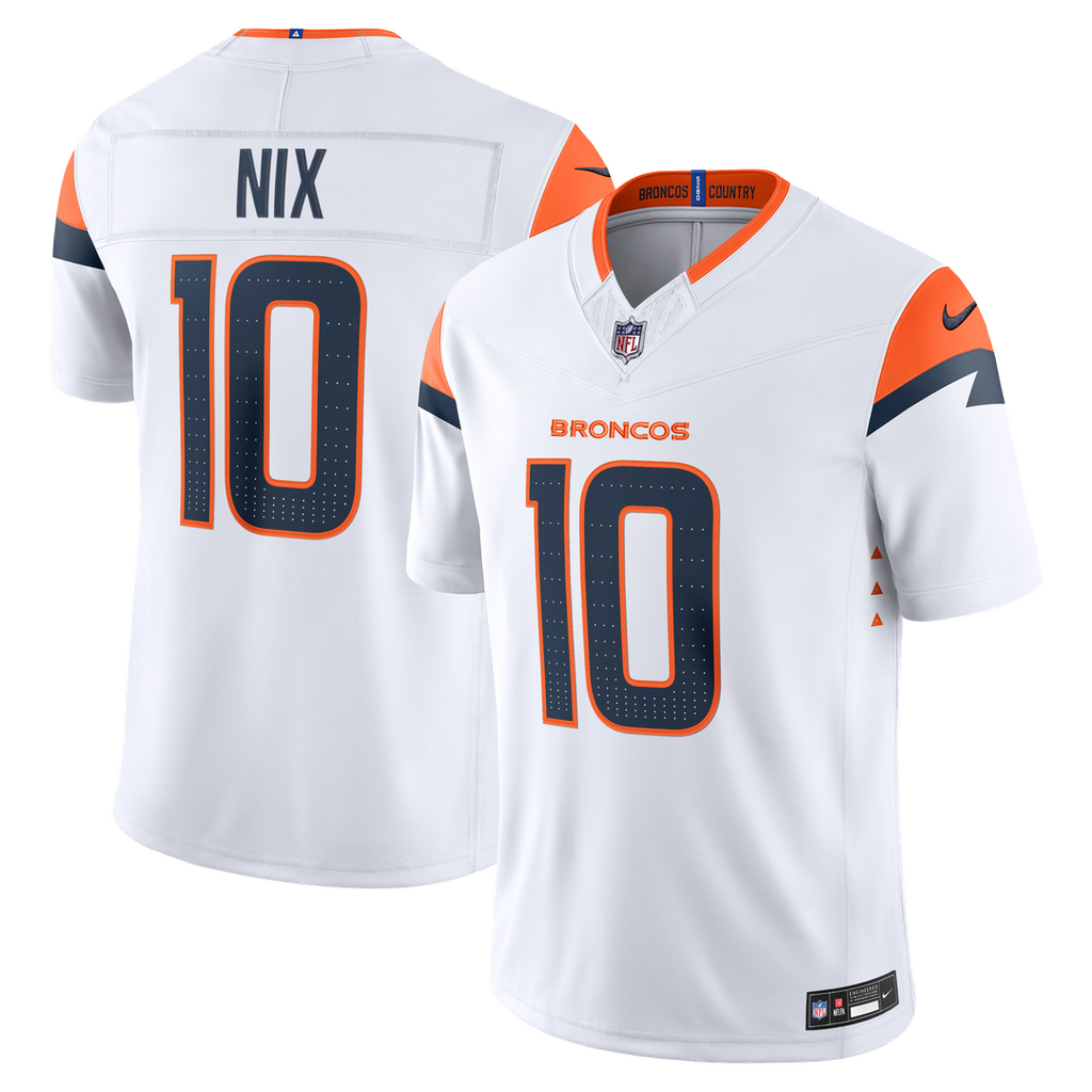 Denver Broncos Bo Nix Nike White Vapor F.U.S.E. Stitched Limited Jersey