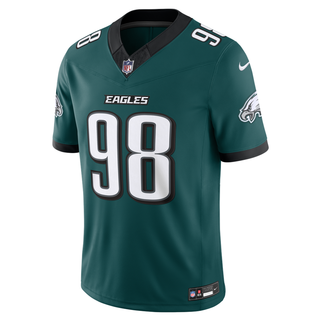 Philadelphia Eagles Jalen Carter Nike Midnight Green Team Vapor F.U.S.E. Stitched Limited Jersey