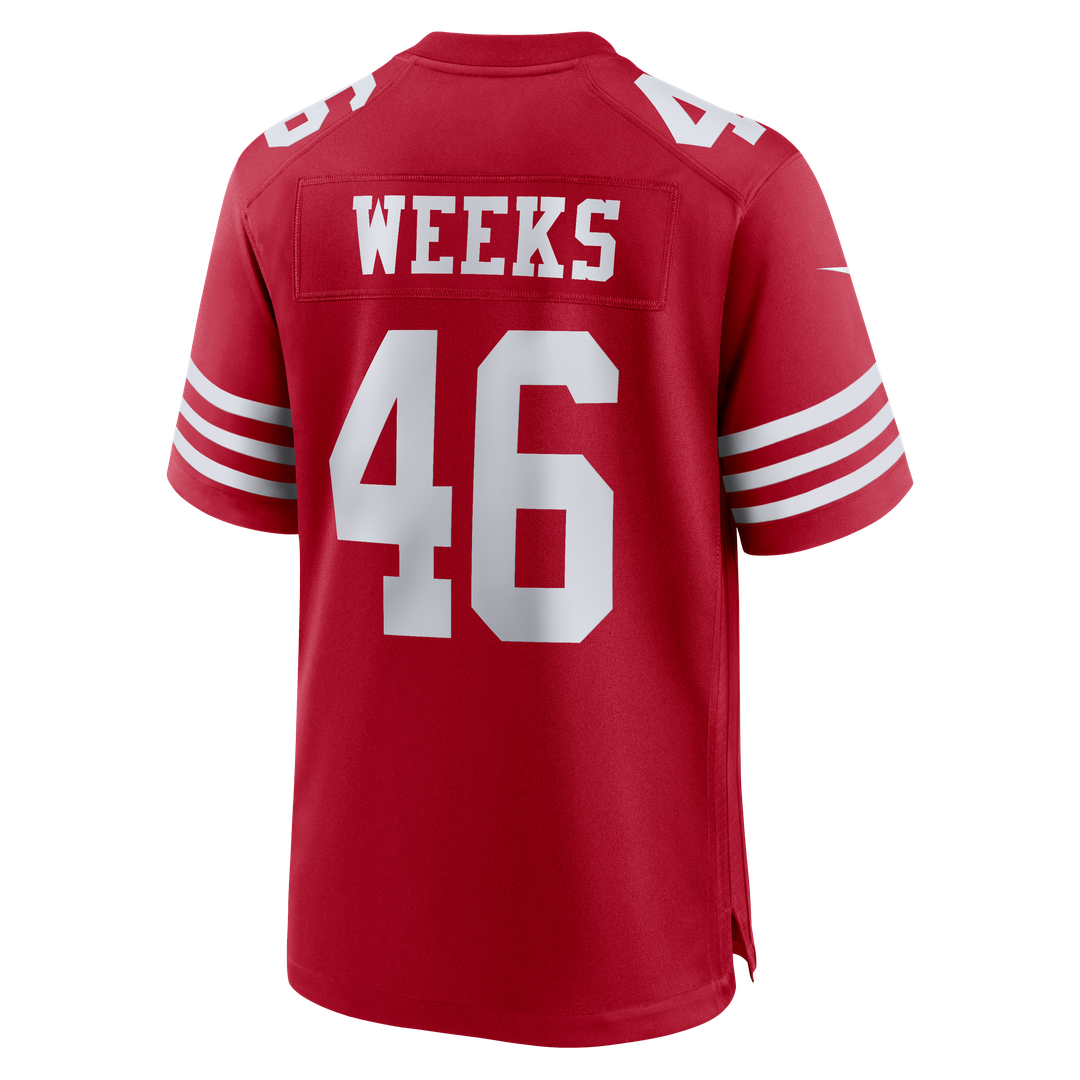 San Francisco 49ers Jon Weeks Nike Scarlet Team Game Jersey