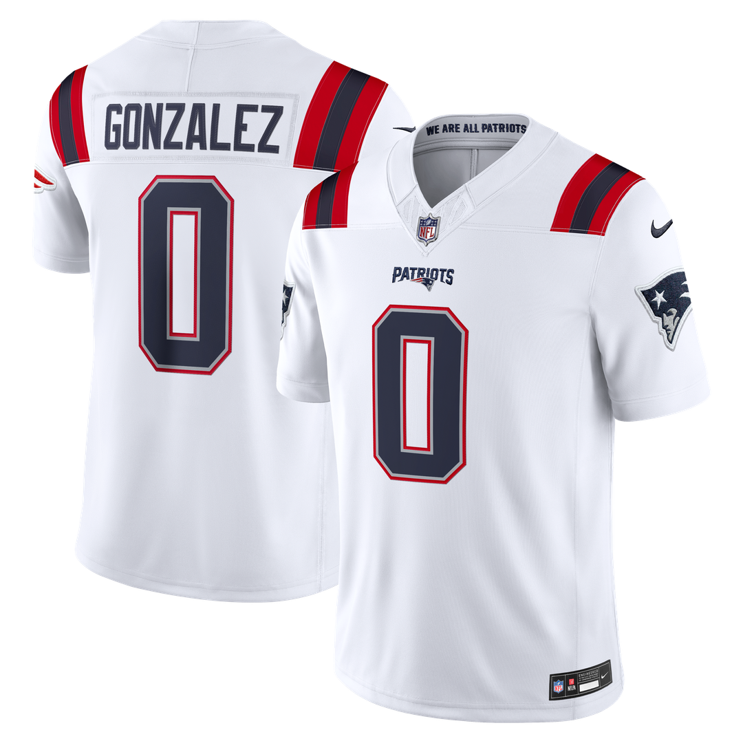 New England Patriots Christian Gonzalez Nike White Vapor F.U.S.E. Stitched Limited Jersey