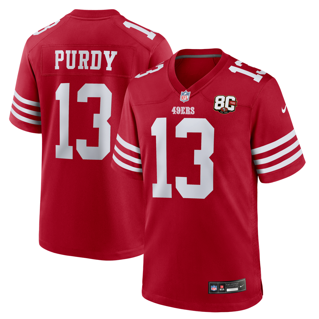 San Francisco 49ers Brock Purdy Nike Scarlet 80th Anniversary Game Jersey